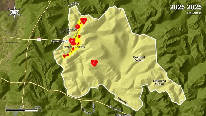 2025Horse Gulch Fireの地図（避難路）