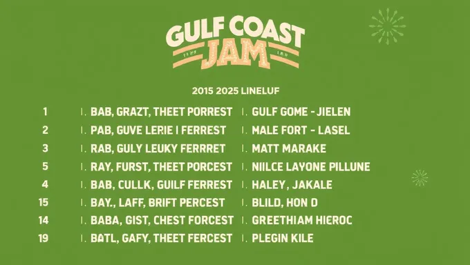 Gulf Coast Jam 2025 Artist Lineup