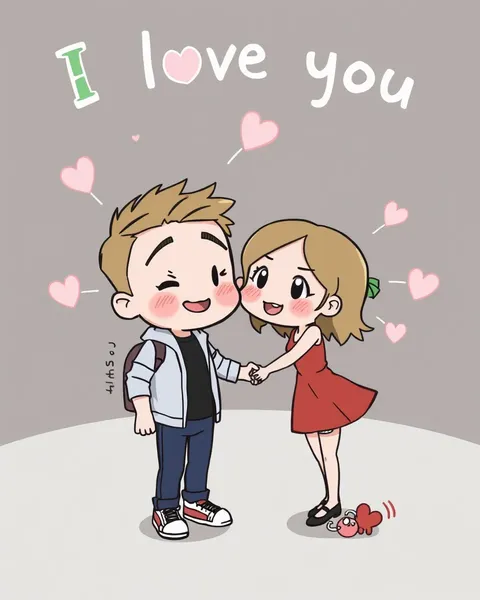 I Love You in Cartoon Pictures Form: