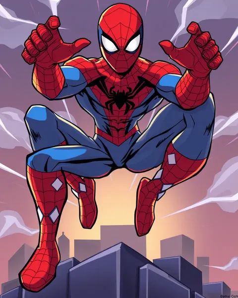 Spiderman Cartoon Image with Heroic and Adventurous Pose