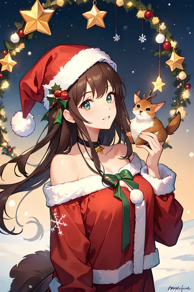 クリスマスに一緒にいる動物の幸福画像