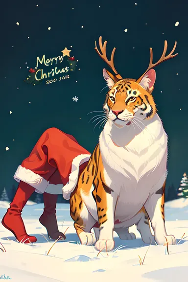 クリスマス動物イラストレーション：動物と一緒の休日シーン