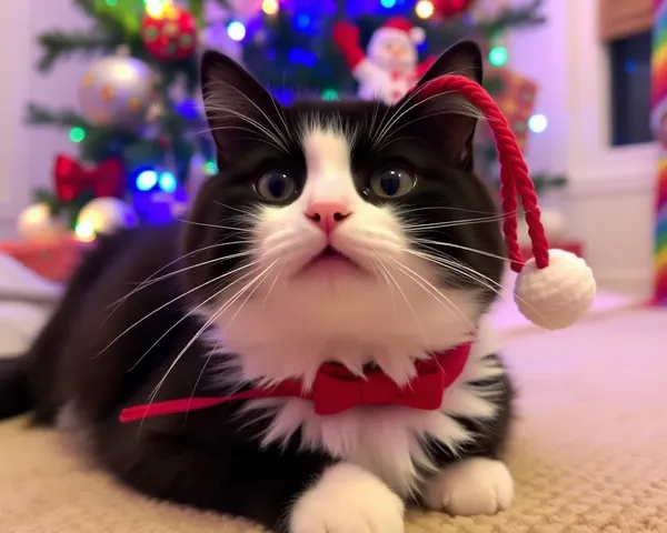 クリスマス猫の笑い写真で明るい季節を祝う