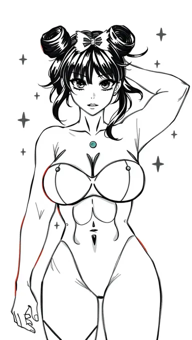 ソフトな線で女性的な乳房を描く方法