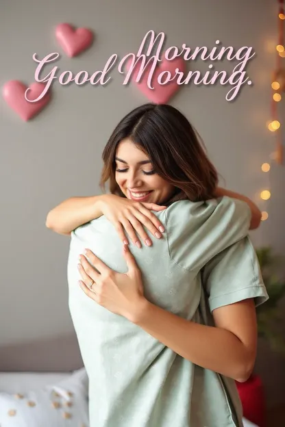 早朝の抱擁画像と「good morning」の挨拶