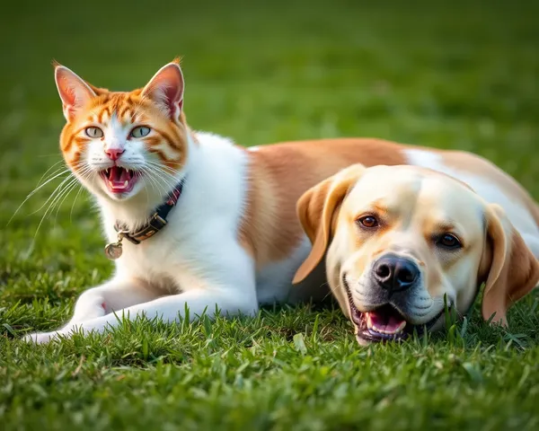 笑いをもたらす猫と犬の写真