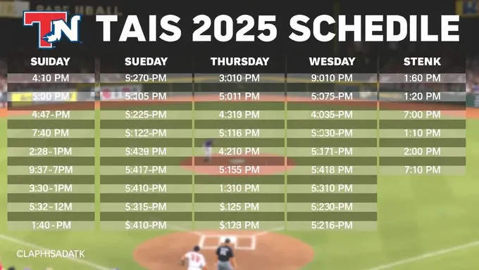 Agenda de beisebol do Tn para 2025 é vazada online