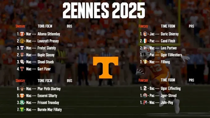 Agenda do Futebol do Tennessee 2025 é Divulgada