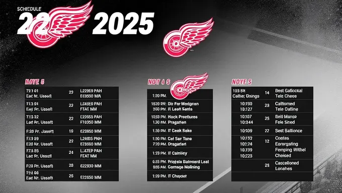 Agenda do Red Wings de Detroit 2025 anunciada oficialmente