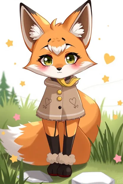 Arte de Nude de Garota da Fox: Arte Cute e Whimsical