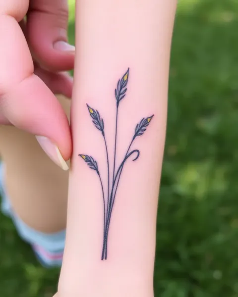 Arte de Tatuagem de Grama de Cinco Dígitos