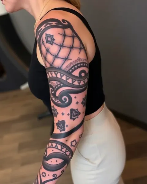 Arte de Tatuagem de Meia Braçadeira para Mulheres