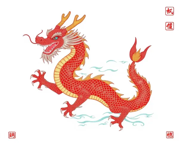 Arte de dragão chinês em formato de vetor PNG