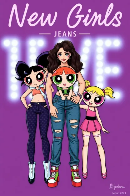 As meninas Powerpuff Rock Fashion Jeans Novas