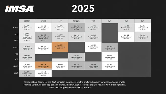 Atualização do agendamento do IMSA 2025 para todos os participantes