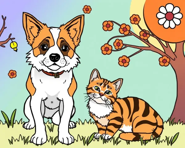 Baixe Imagens de Cães e Gatos para Colorir