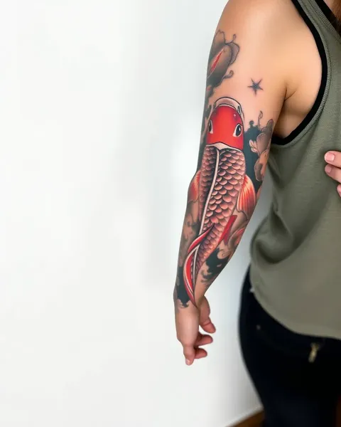 Belo Design de Tattoo de Carpa de Koi em Arte de Braçal