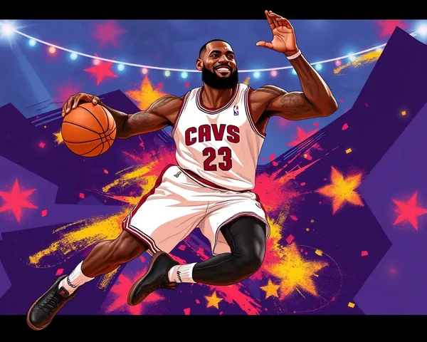 Caracter de Arte de Basquete Digital Animado em PNG de Lebron