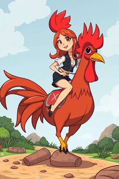 Carro de Cock Cartoon com Menina Loira Vermelha