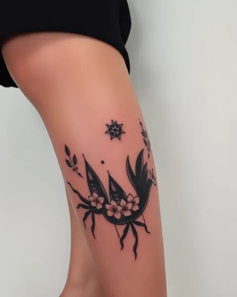 Desenho de Tatuagem de Coxa Superior para Empoderamento Feminino