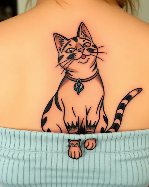 Desenhos de Tatuagem de Gato Tradicional com Toque Único