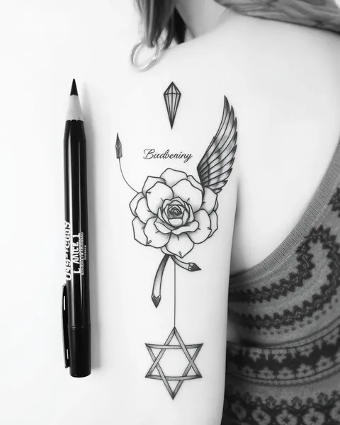 Desenhos de tatuagem detalhados e significativos demonstram habilidade artística