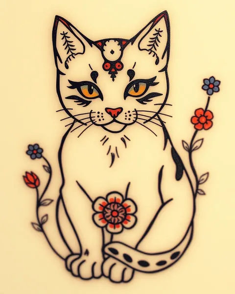 Estilos e Técnicas de Arte de Tatuagem de Gato Tradicional