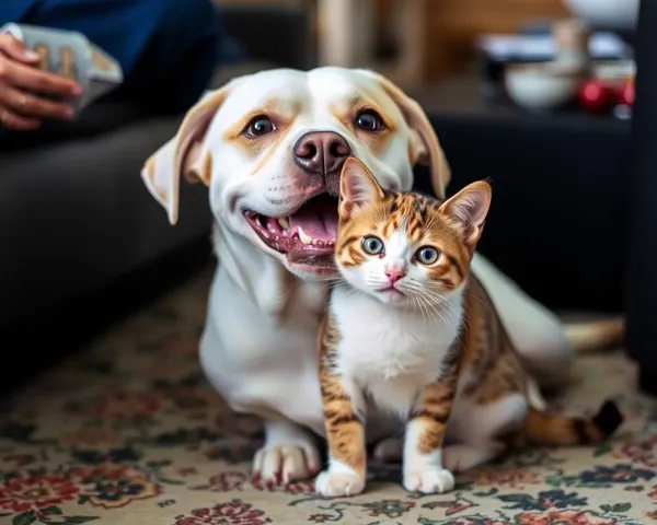 Foto Montagem Engraçada de Cão e Gato