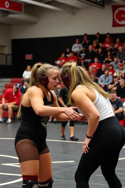 Fãs do wrestling feminino do Iowa apoiando equipes