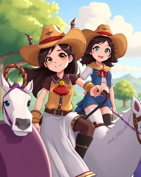 Galeria de Imagens Coloridas de Cowgirls de Caricatura