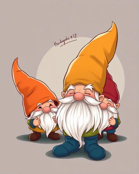 Gnomos em Imagens de Cartoon Exibidos Vivamente