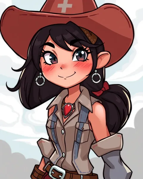 Ilustração de Cowgirl: Cena Colorida de Ilustração