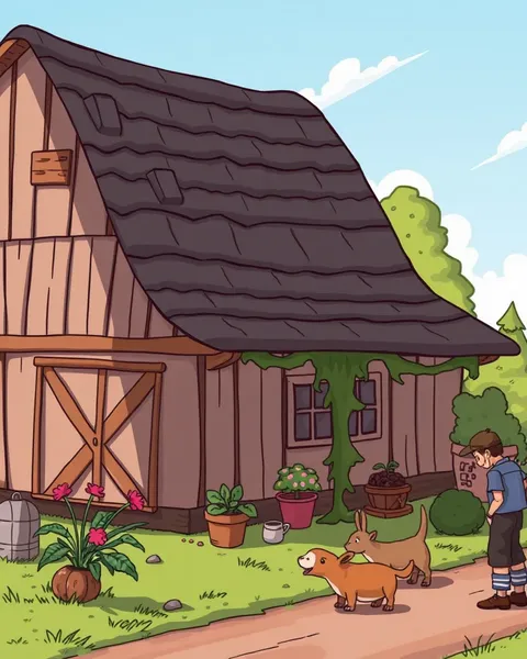 Ilustração de Farmhouse de Ficção Cômica: Ilustração de Farmhouse Enchantadora