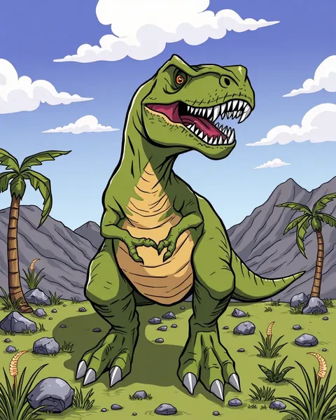 Imagem de T-Rex de Caricatura: Ilustração de Tiranossauro de Caricatura