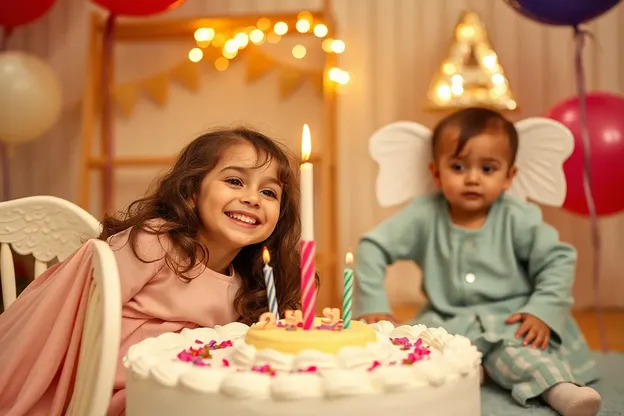 Imagens de Aniversário de Anjos que Celebram uma Ocorrência Alegre Juntos