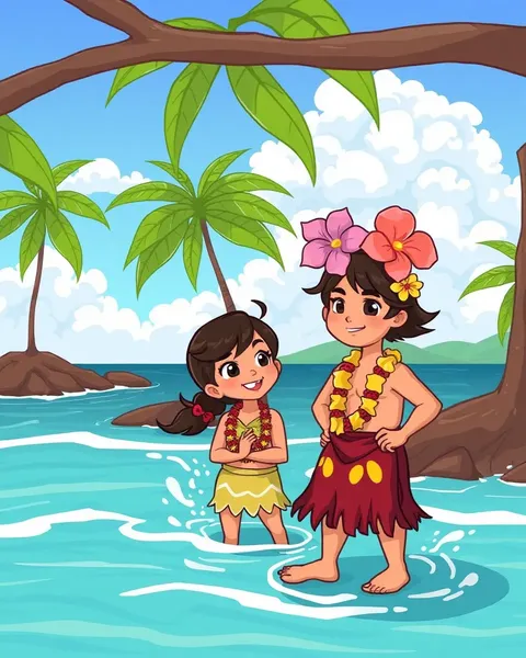 Imagens de Arte de Cartoon Hawaiian Únicas