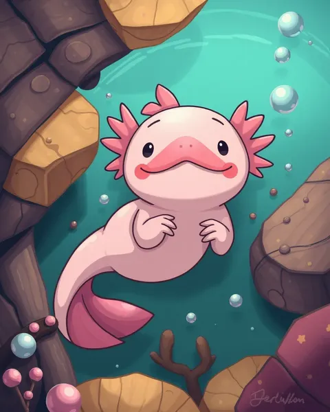 Imagens de Axolotl de Caricatura para Uso Educativo