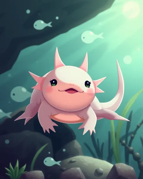 Imagens de Axolotl de Cartoon com Cores Vibrantes