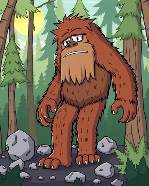 Imagens de Bigfoot de Cartoon Ilustram Natureza Misteriosa do Criatura Lendária