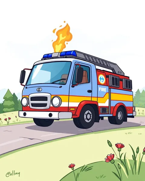 Imagens de Caminhão de Incêndio Bonito de Cartoon para Ver