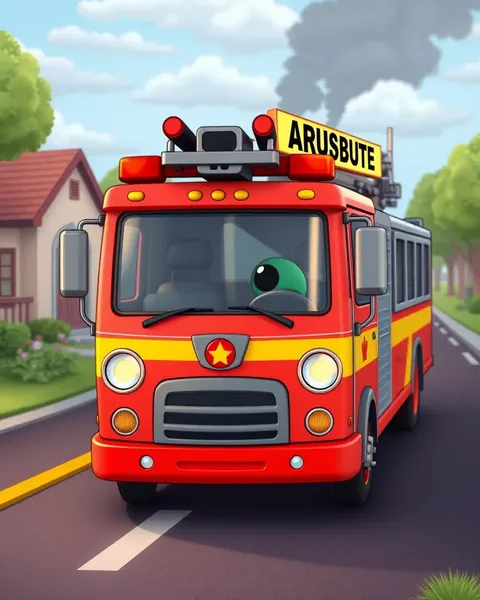 Imagens de Carros de Bombeiros de Cartoon com Cor Vermelha Brilhante