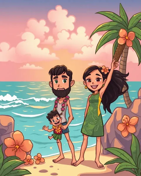 Imagens de Cartoon de Hawaii para Competições de Surfe