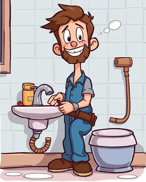 Imagens de Cartoon de Plumbagem que Ilustram Sistemas de Água Imaginários