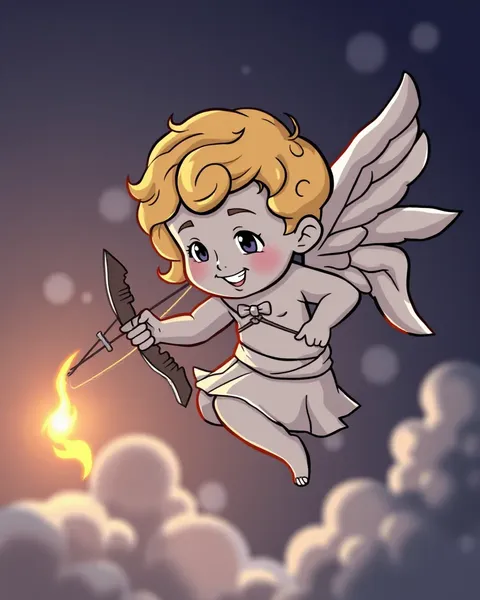 Imagens de Cartoon do Cupido Ilustram Situações de Amor Humorísticas