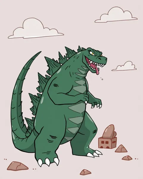 Imagens de Cartoons de Godzilla que Destacam o Monstro Incendiário