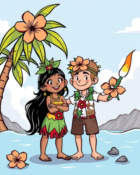 Imagens de Cartuns Hawaiianos para Diversão Infantil