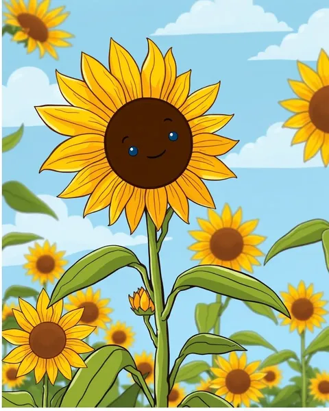 Imagens de Cartões de Flores de Sol para um Portfolio de Ilustrações Joviais