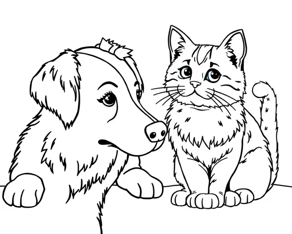 Imagens de Colorir de Cão e Gato Online Grátis