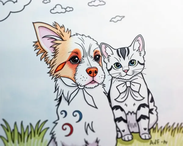 Imagens de Gatos e Cães para Colorir