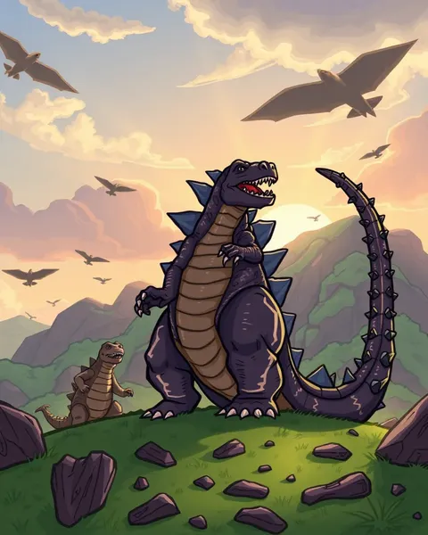 Imagens de Godzilla de Cartoon em Modo de Ação